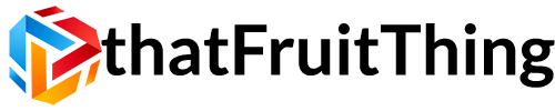 The thatFruitThing logo: a cube of stacked color beside the wordmark.