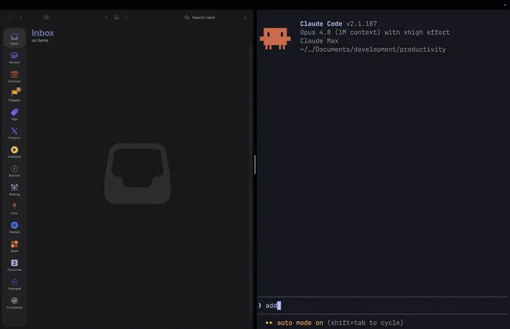 Talking to OmniFocus through an MCP server in the terminal